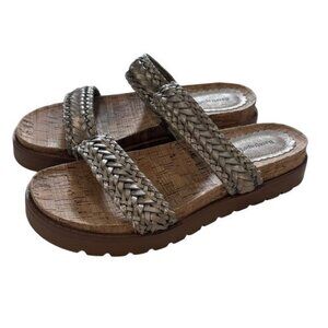 Baretraps Women's 9 Deanne Platform Slide Sandals Braided Straps Champagne